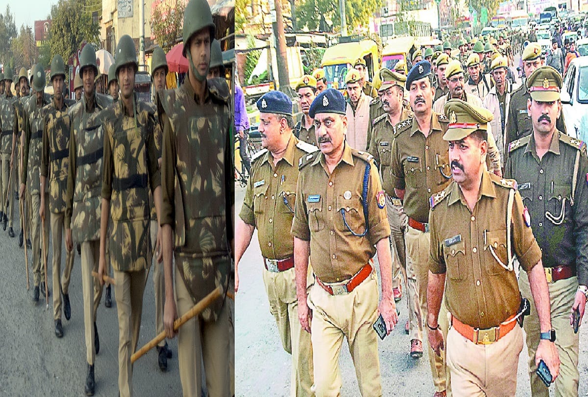 Police officers has alert due Holi in Meerut of Uttar Pradesh