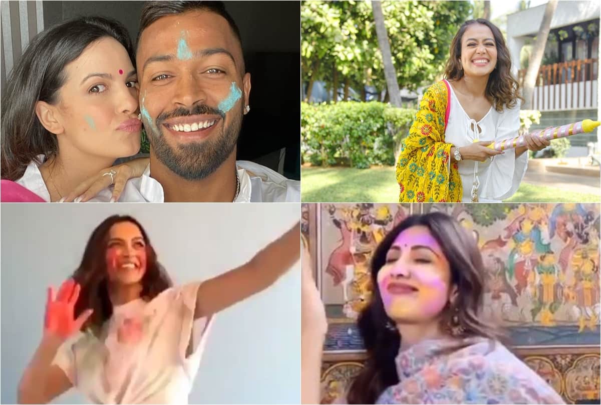 Bollywood celebs Holi instagram post Amitabh Shilpa natasa stankovic hardik Neha Kakkar Deepika