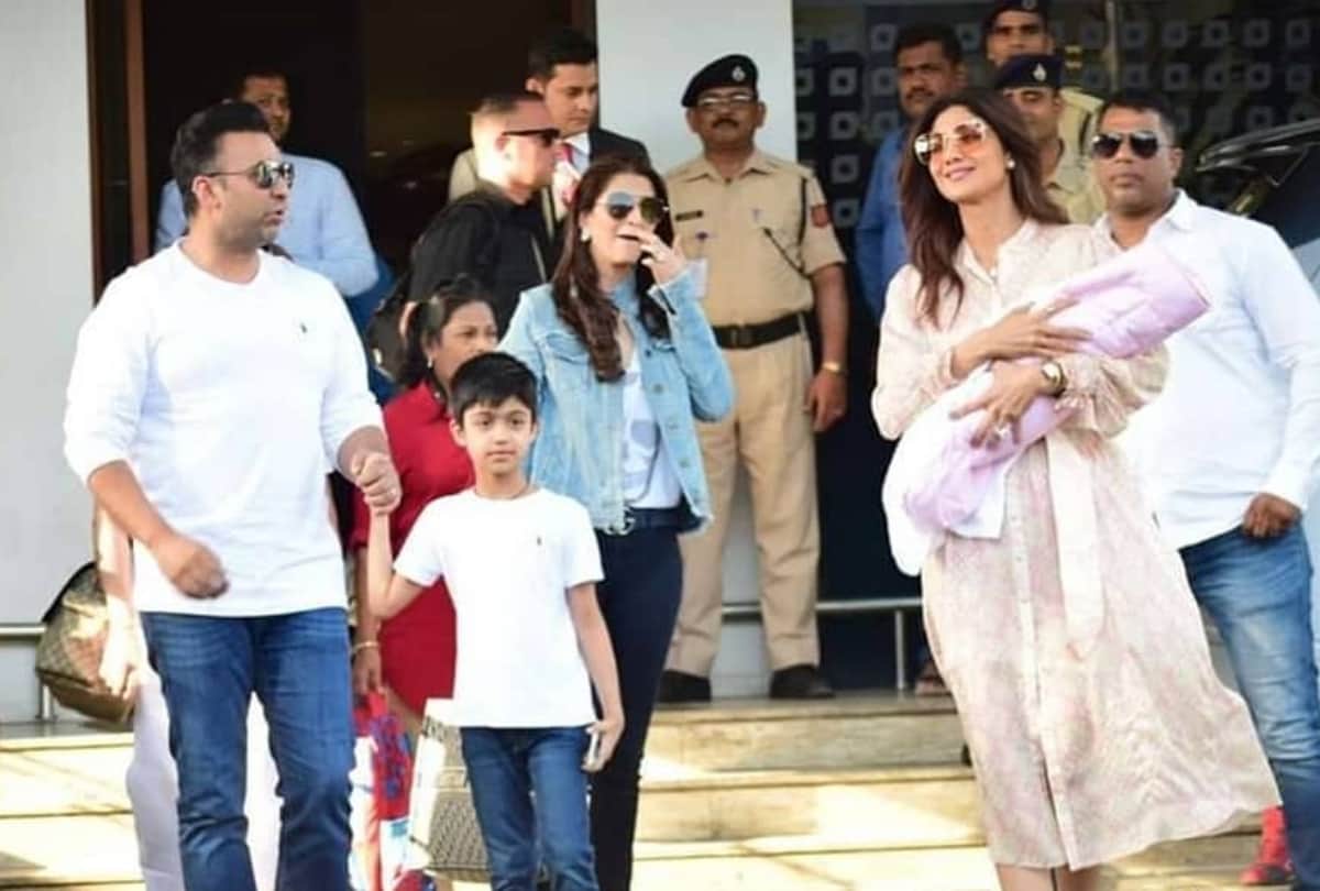 shilpa shetty and raj kundra first time with baby samisha