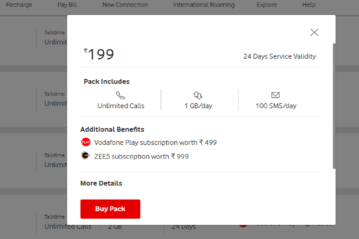 vodafone idea 199