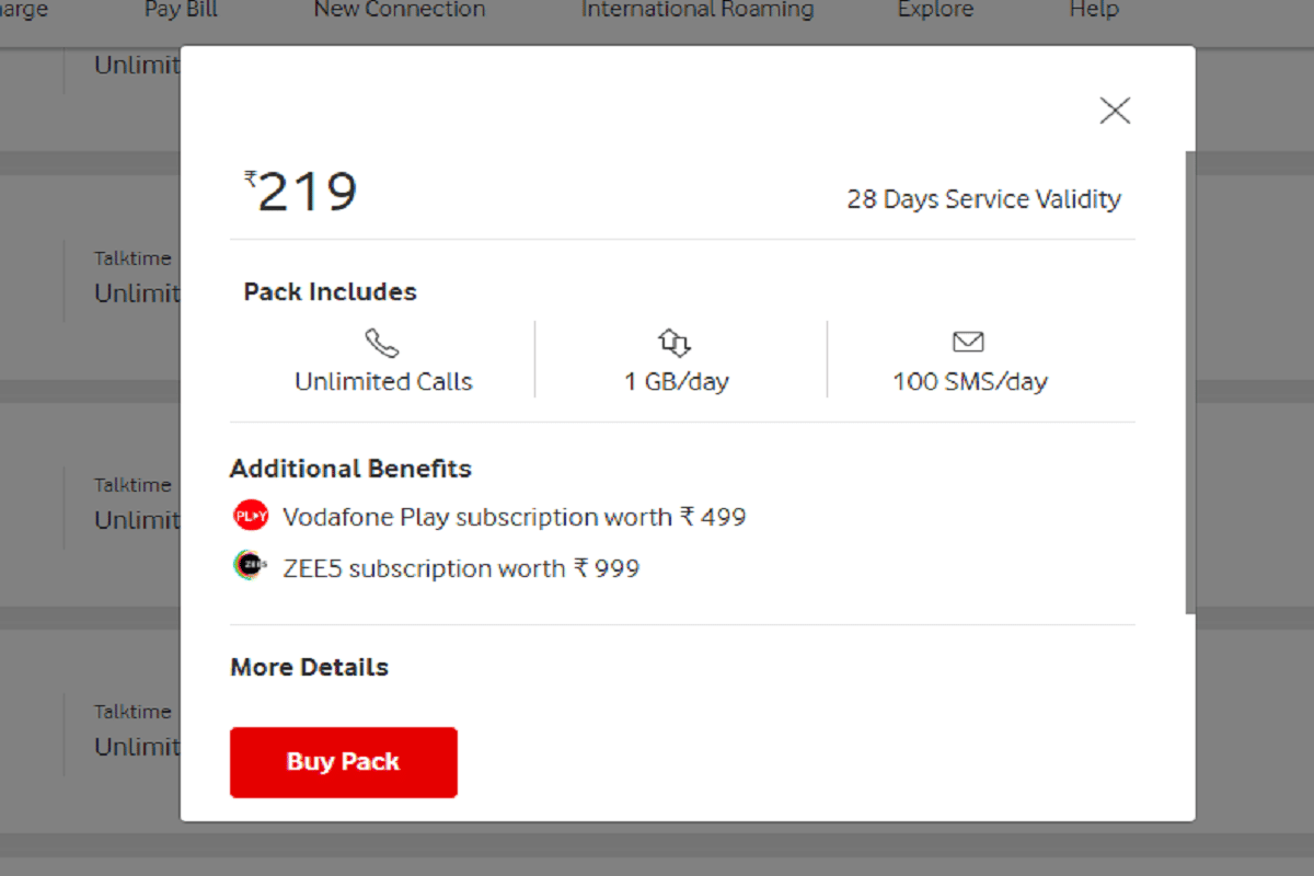 vodafone idea 219