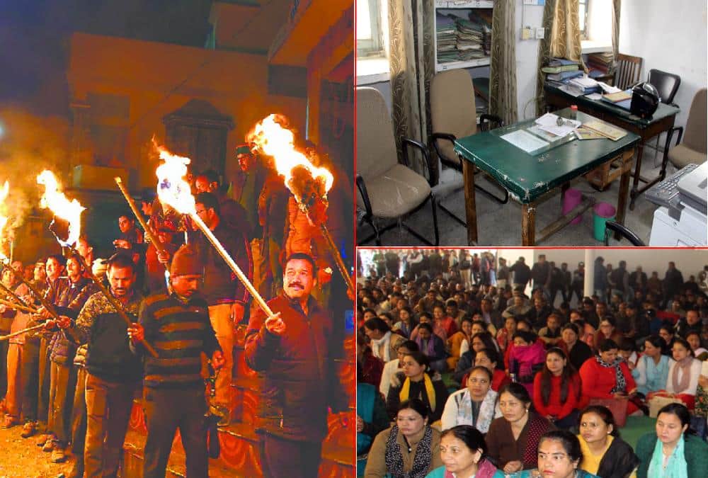 Reservation in promotion: General Obc Employees indefinite strike and Mashal Julus, Photos