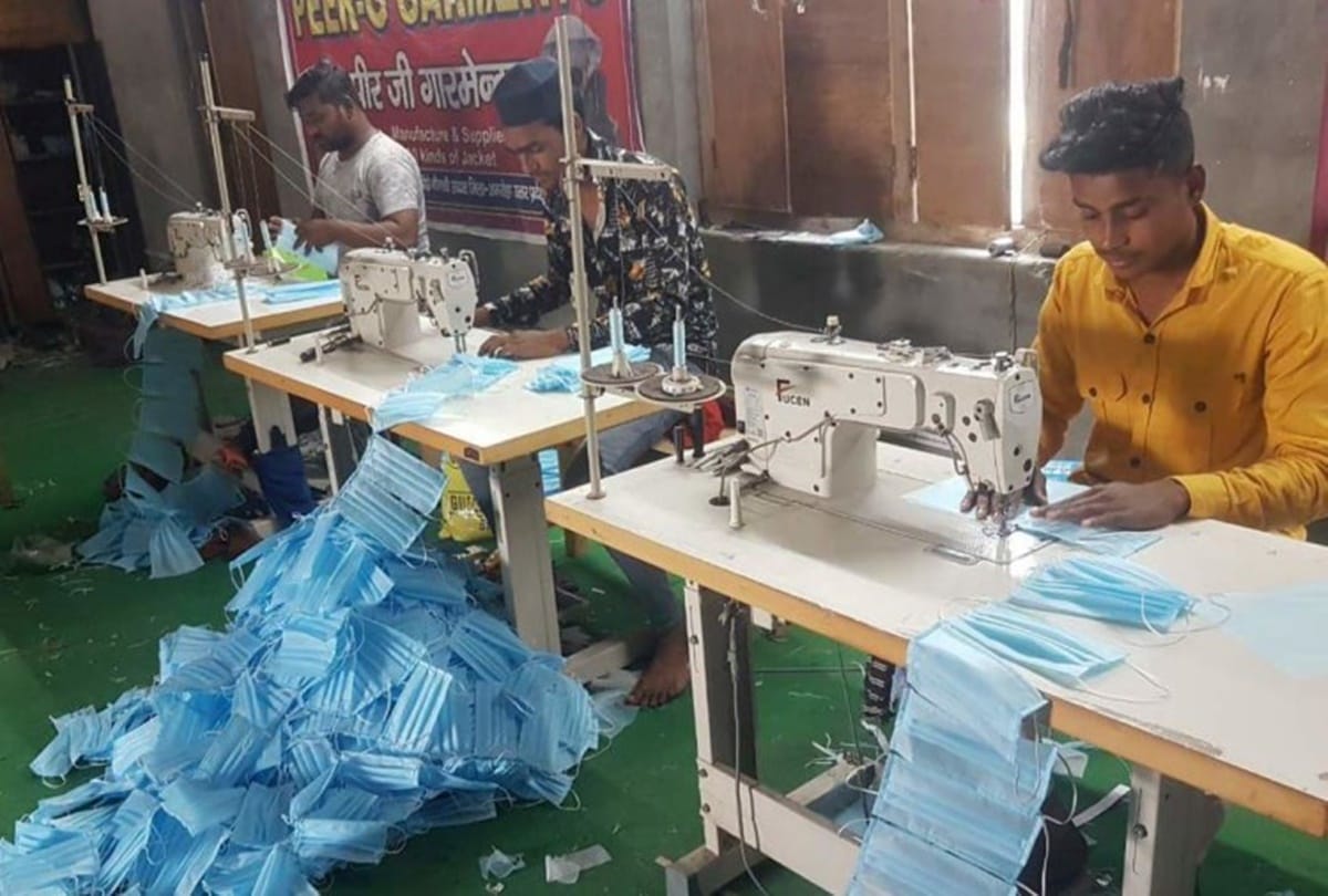 Corona virus: Masks getting ready in jacket factory