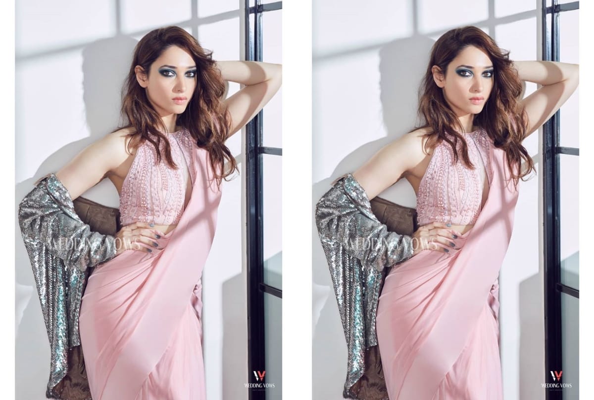 tamanna bhatia photoshoot in saree looking glamorous