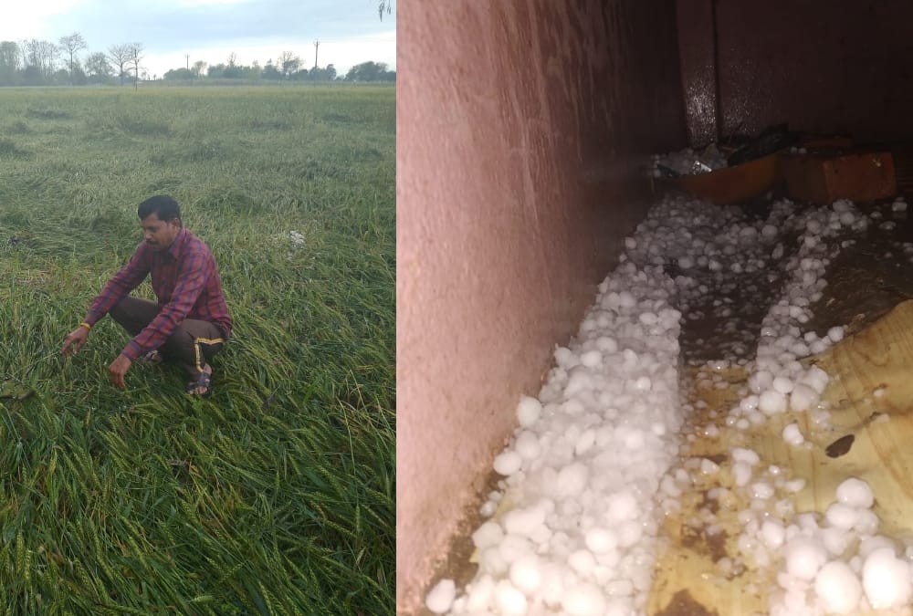 Hail and heavy rain in many districts in Uttar Pradesh.