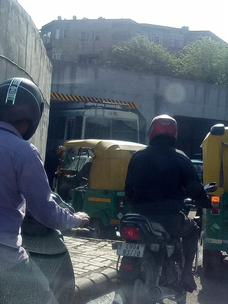 Haryana's Roadways bus caught in the railway underbridge