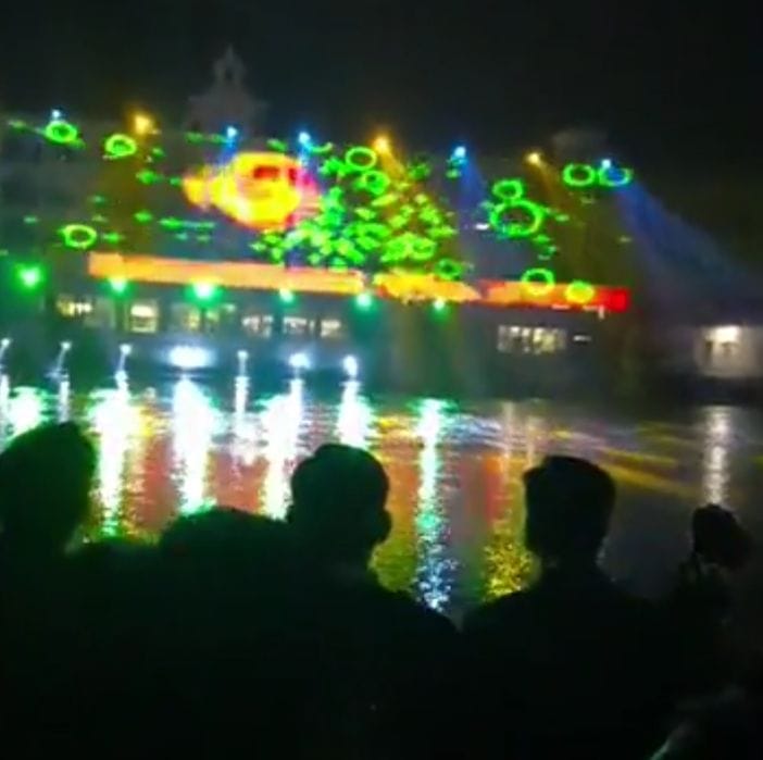 Rainbow landed on Earth with laser show