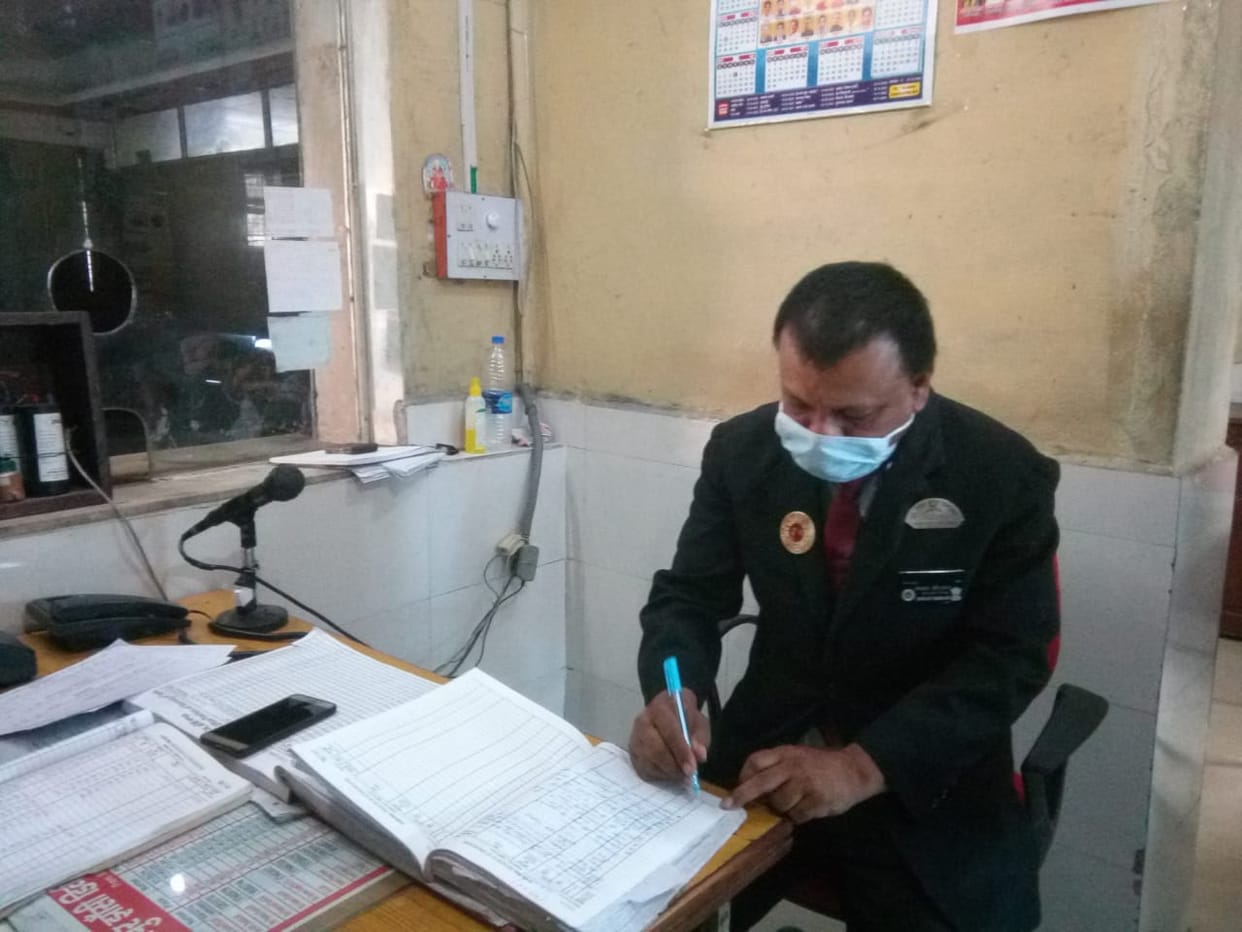 Corona virus saving awairness on railway station