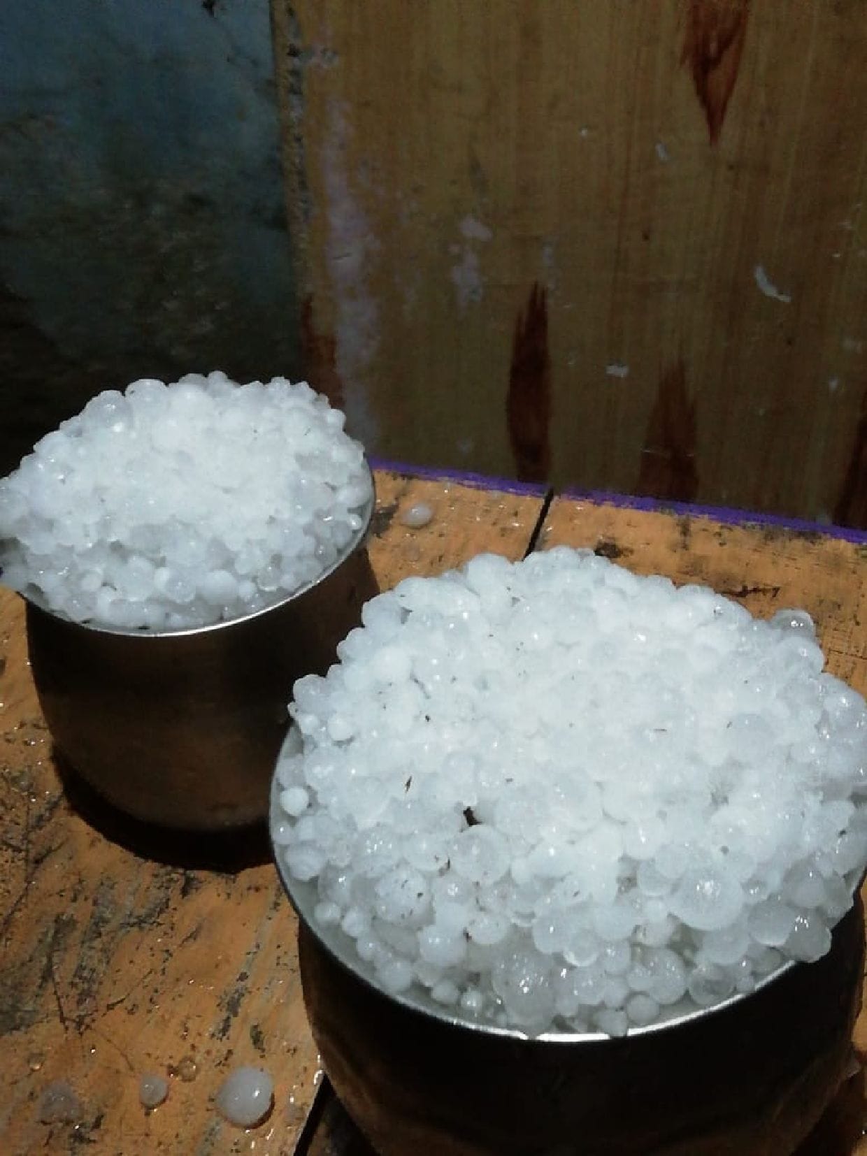 Hail fell again with heavy rain