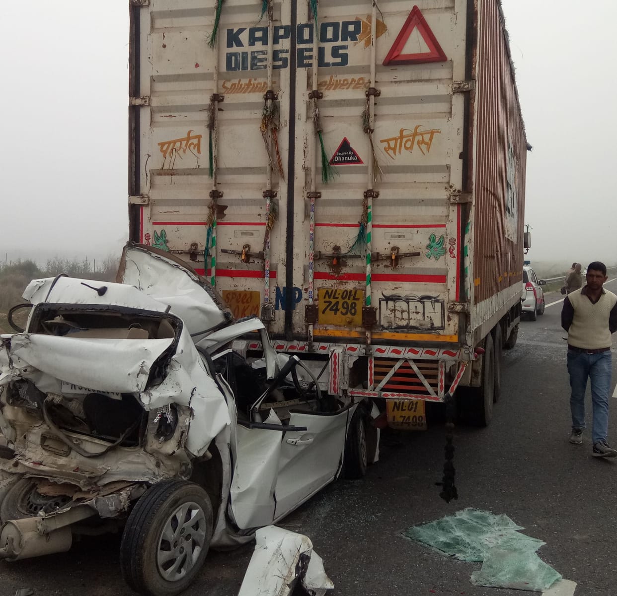 Road accident in KMP, death and injured