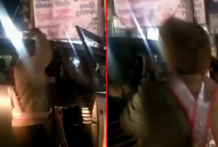 Policeman beaten to car driver in Panipat, video goes viral on social media