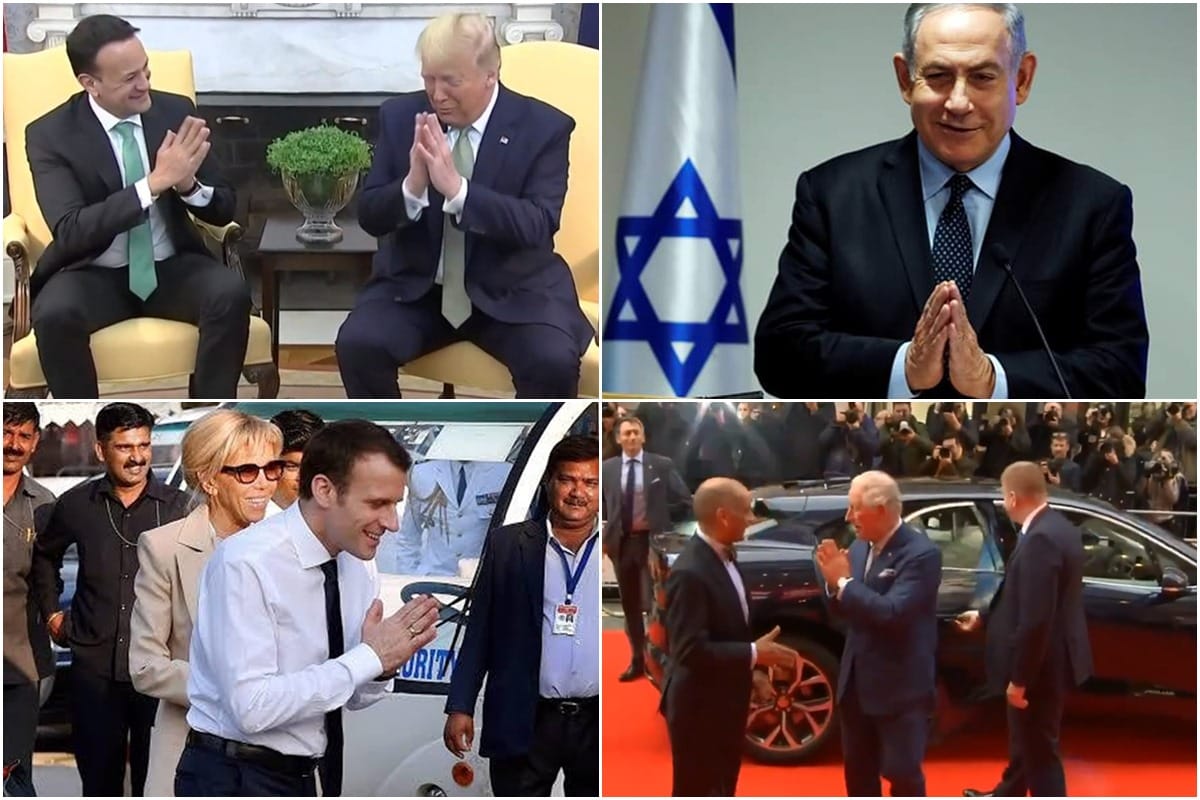 coronavirus trump macron prince charles angela merkel netanyahu does indian namaste ditch handshake
