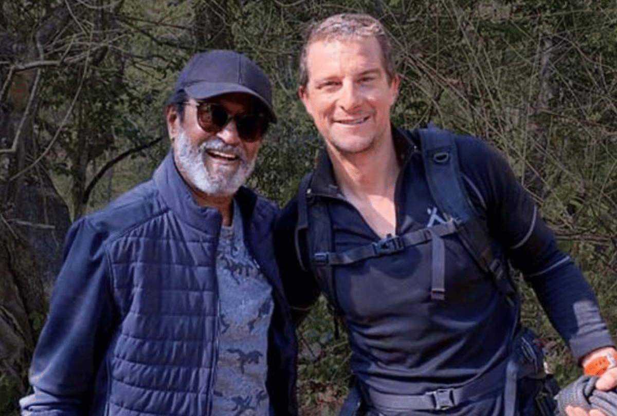rajinikanth learnt bear gryllshow to wear sun glasses in his style