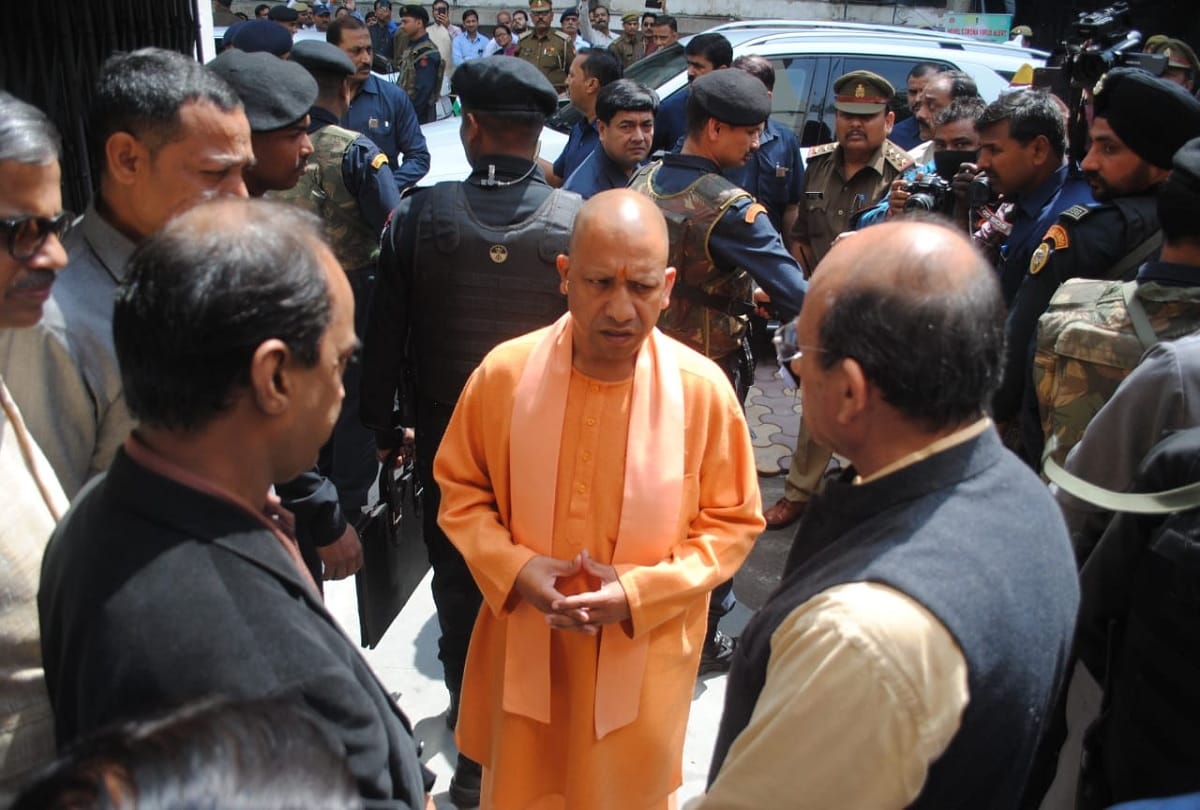 Uttar Pradesh Chief Minister Yogi Adityanath inspects health building