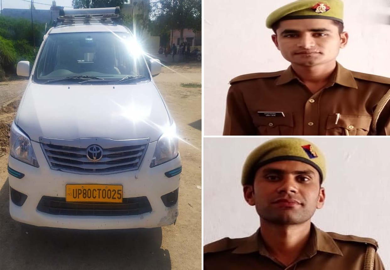 robbers attack on police team, two injured in jalaun