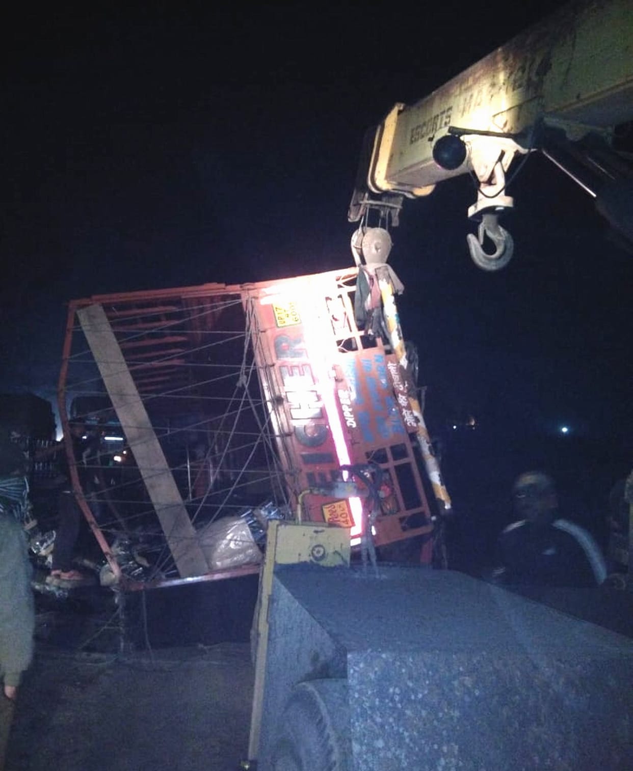 Truck collided with bus, 20 passengers narrowly escaped