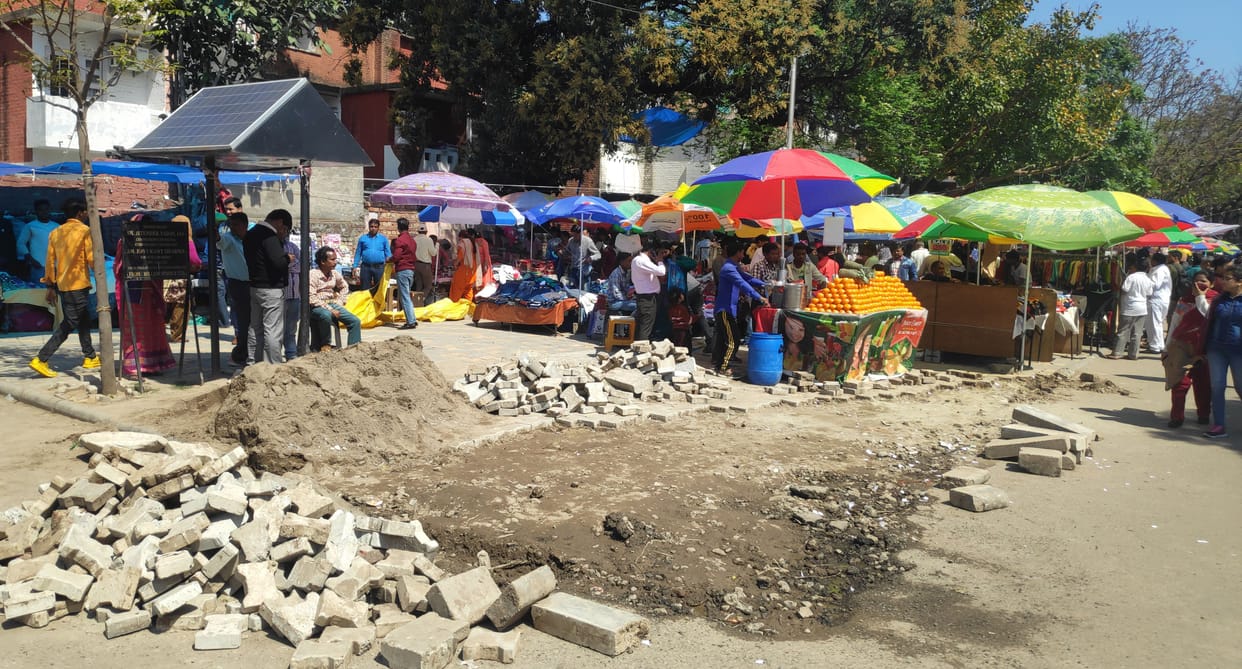 Roads dug for vendors, shopkeepers demonstrated