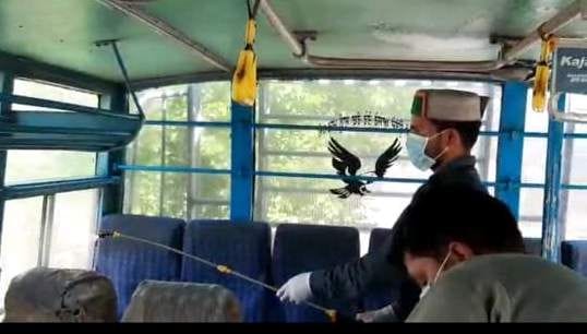 Transport department sanitizes buses