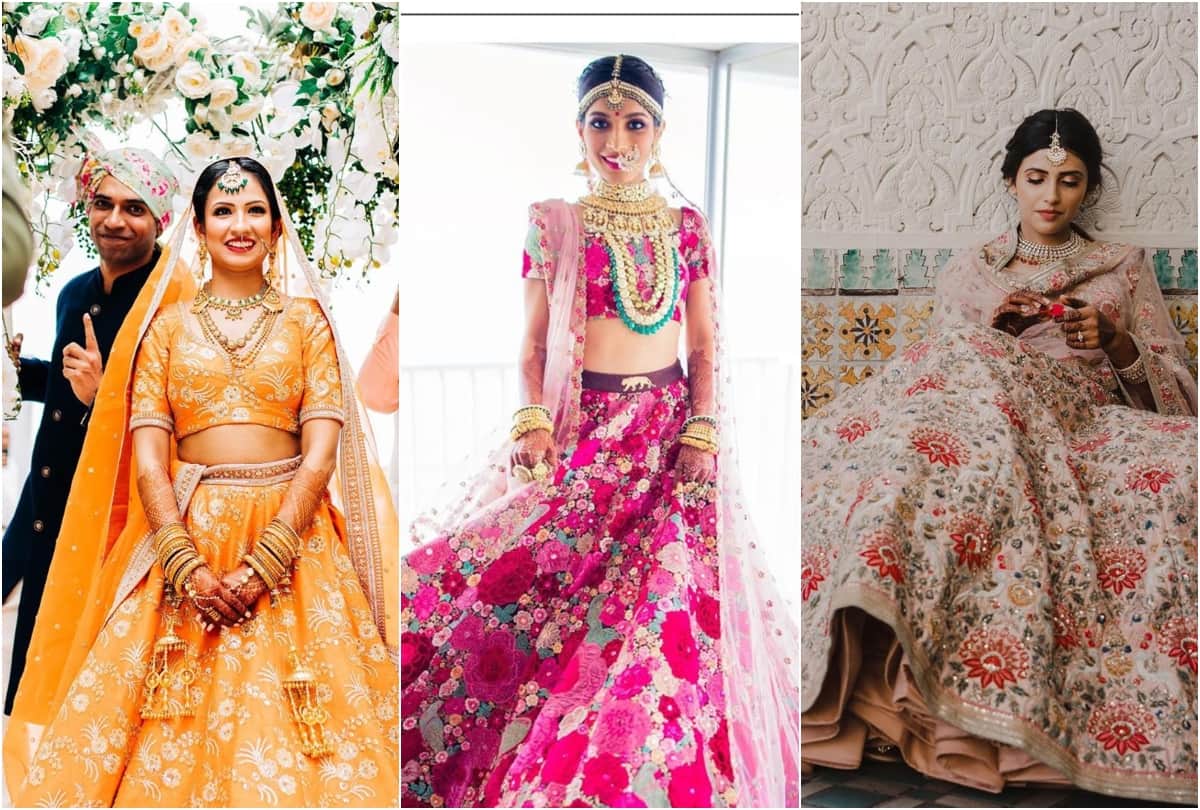 real life sabyasachi bride who ditched red lehenga and wore these colorful wedding attire
