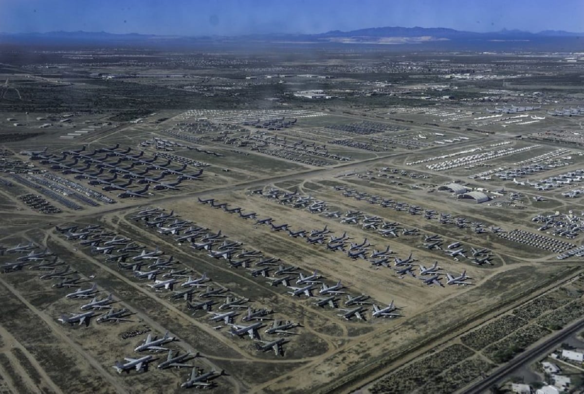 Largest cemetery of planes boneyard or aircraft graveyard in Tucson