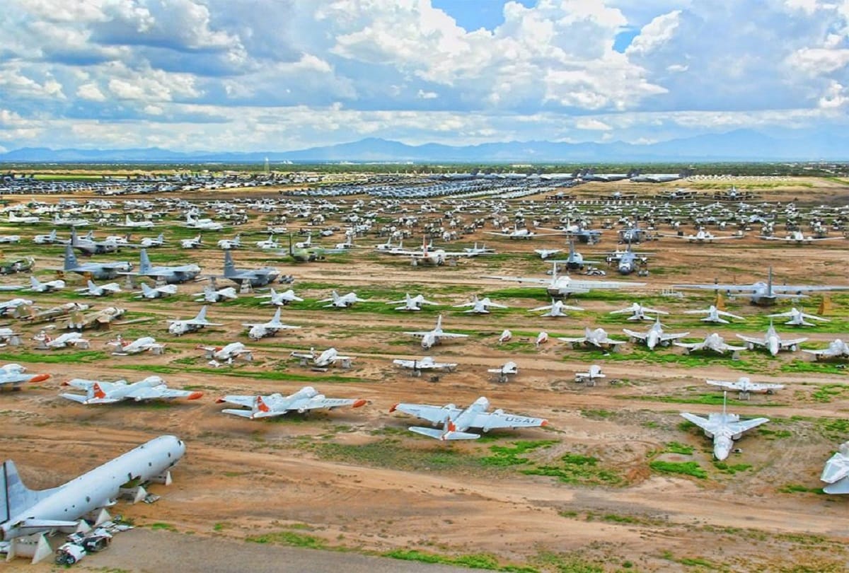 Largest cemetery of planes boneyard or aircraft graveyard in Tucson