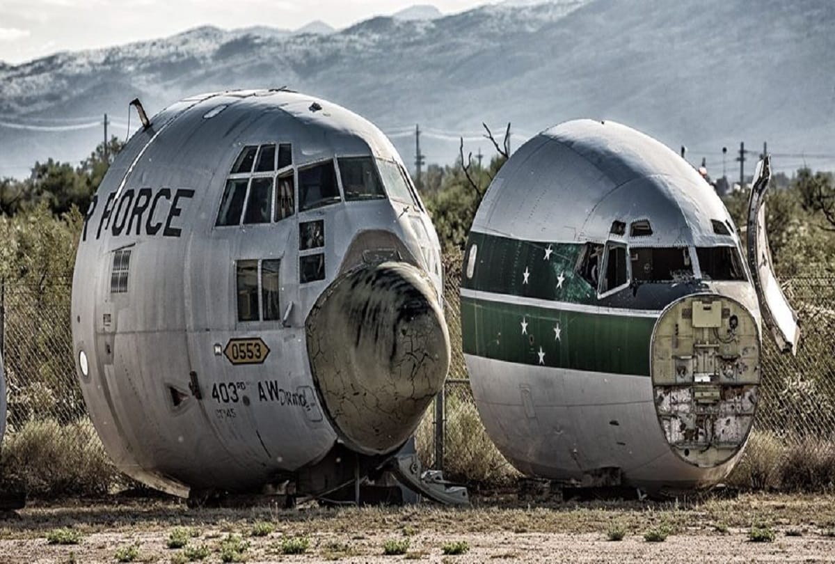 Largest cemetery of planes boneyard or aircraft graveyard in Tucson