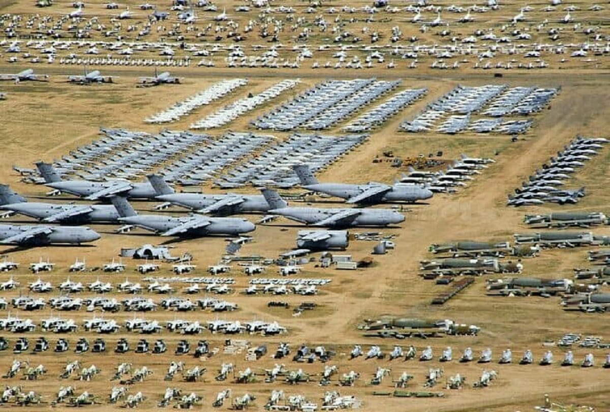 Largest cemetery of planes boneyard or aircraft graveyard in Tucson