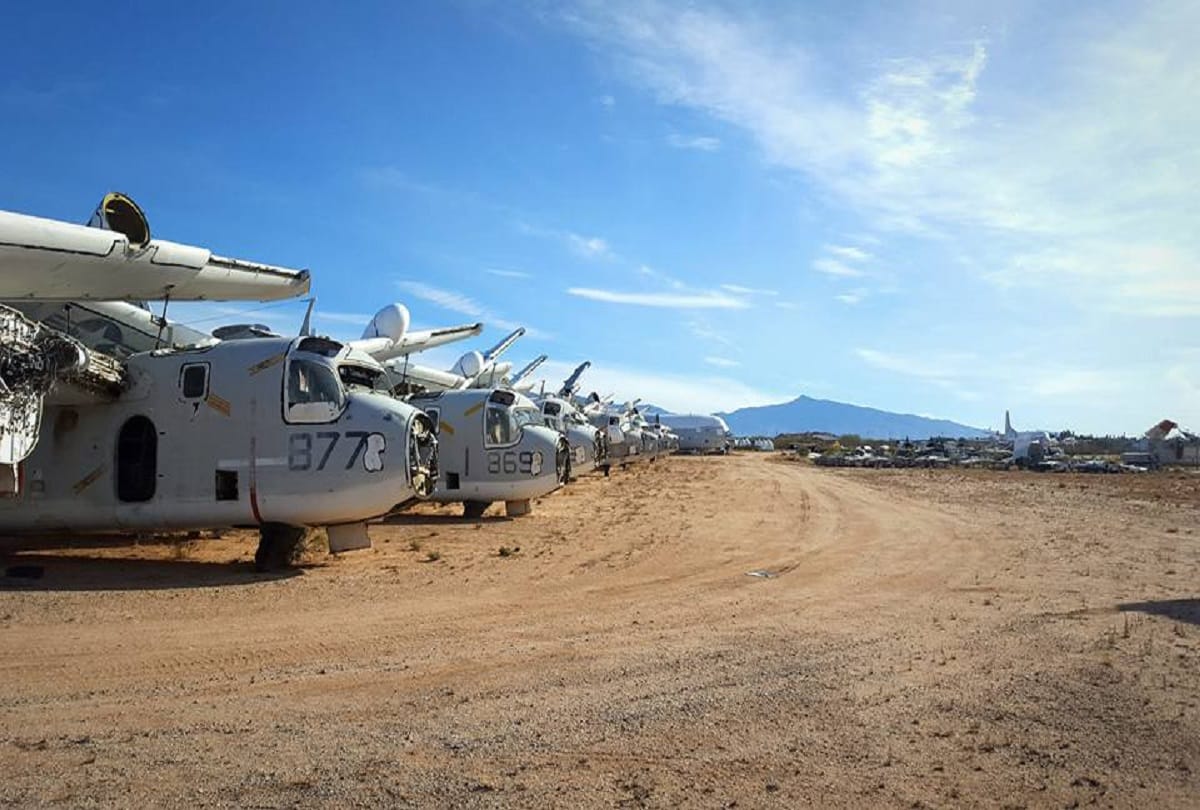 Largest cemetery of planes boneyard or aircraft graveyard in Tucson