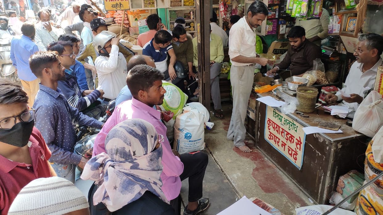 People are in panic, crowds gathered to buy ration.