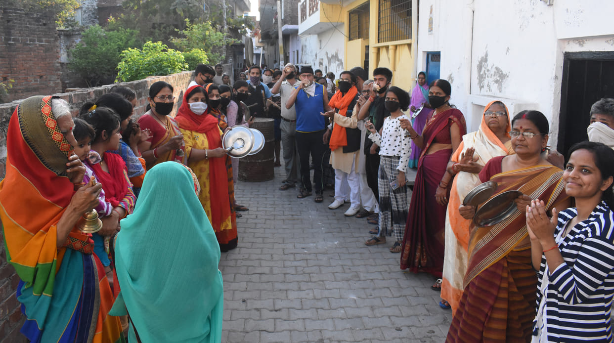 Village-town buzzes at five in the evening