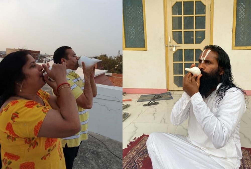 People encouraged doctors by ringing bells and clapping in Ayodhya.