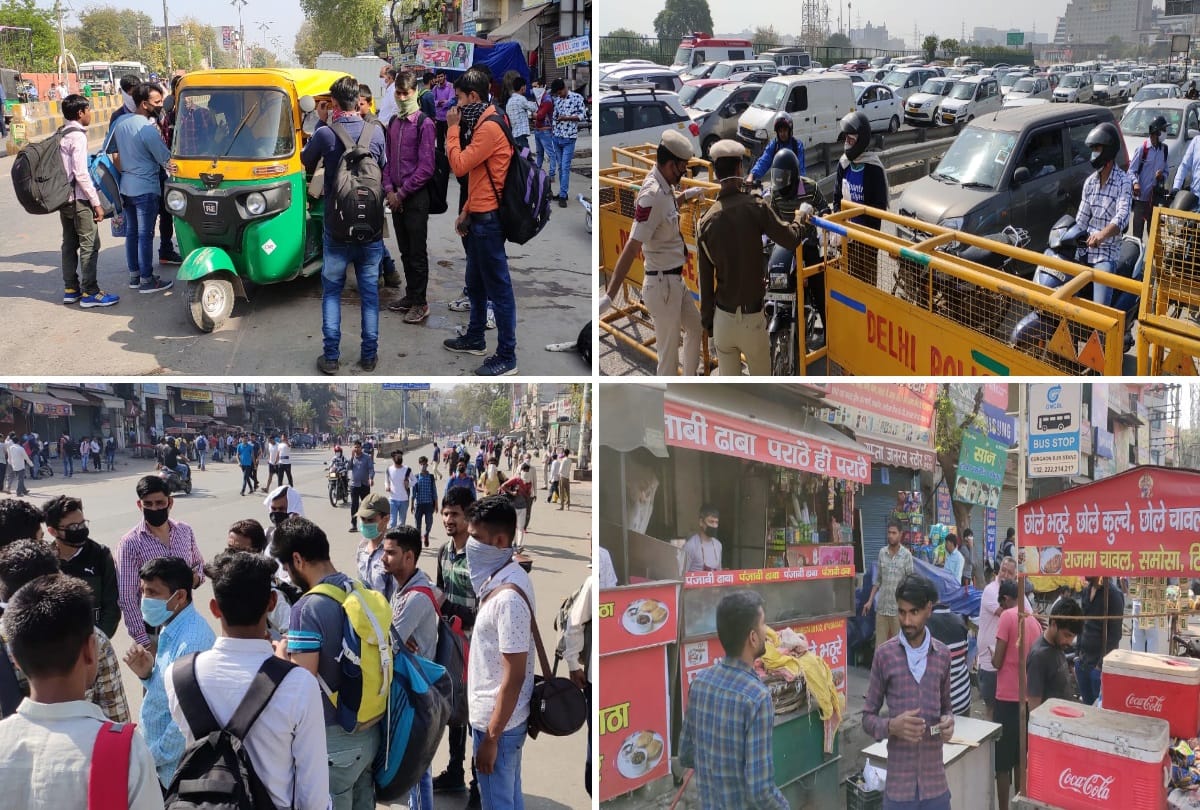 Coronavirus delhi ncr lockdown update large number of people on road police sending back