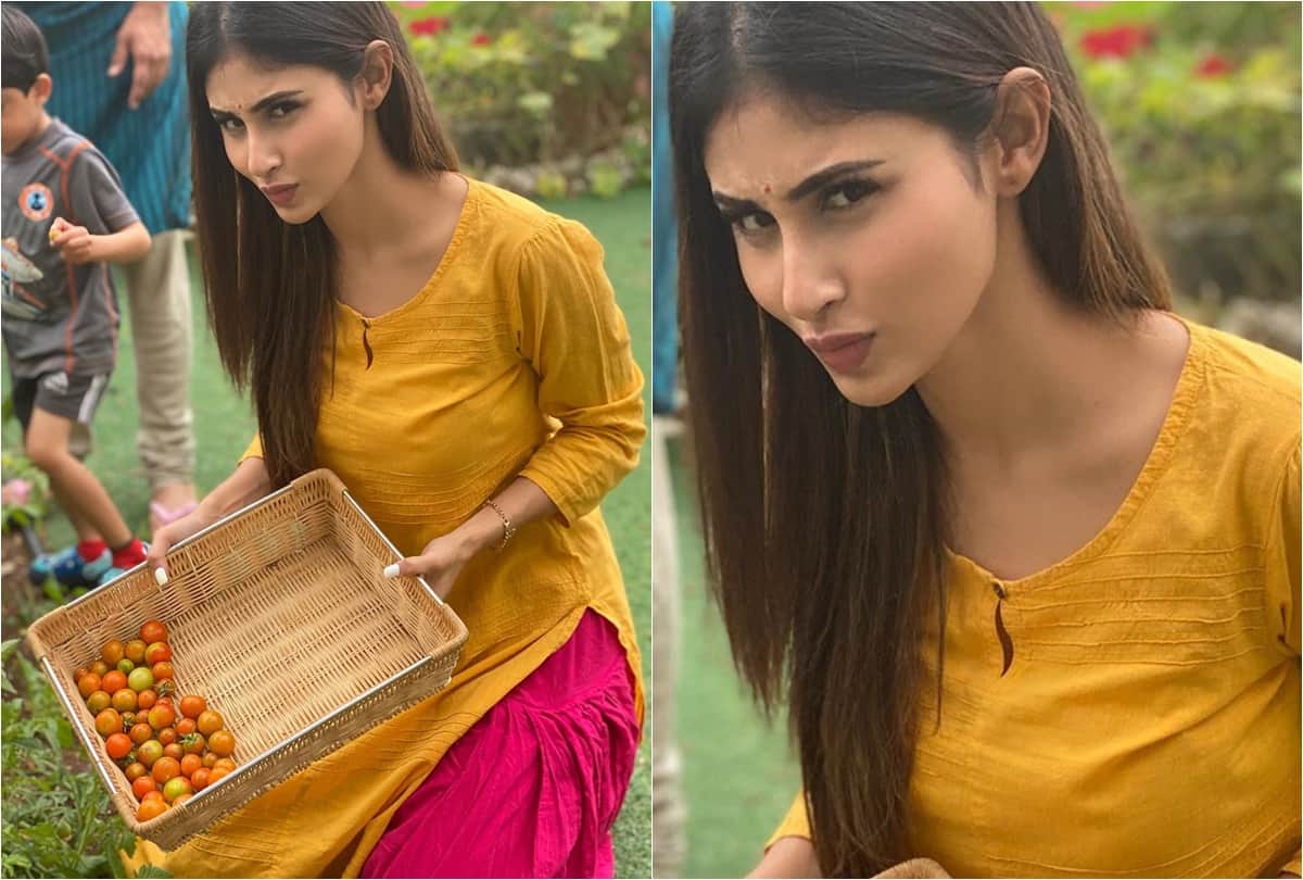 mouni roy share photo with doing gardening users trolled for makeup
