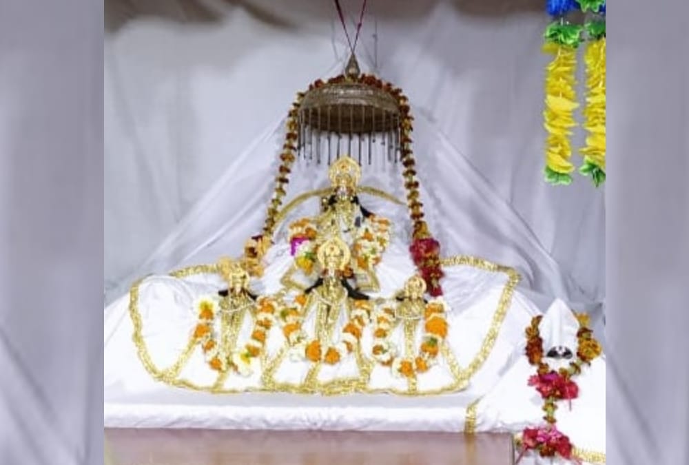 Gifts as money goes down in Ramlala in Ayodhya.