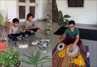 janta curfew people played applause and bell thali on balcony doors indoor in varanasi