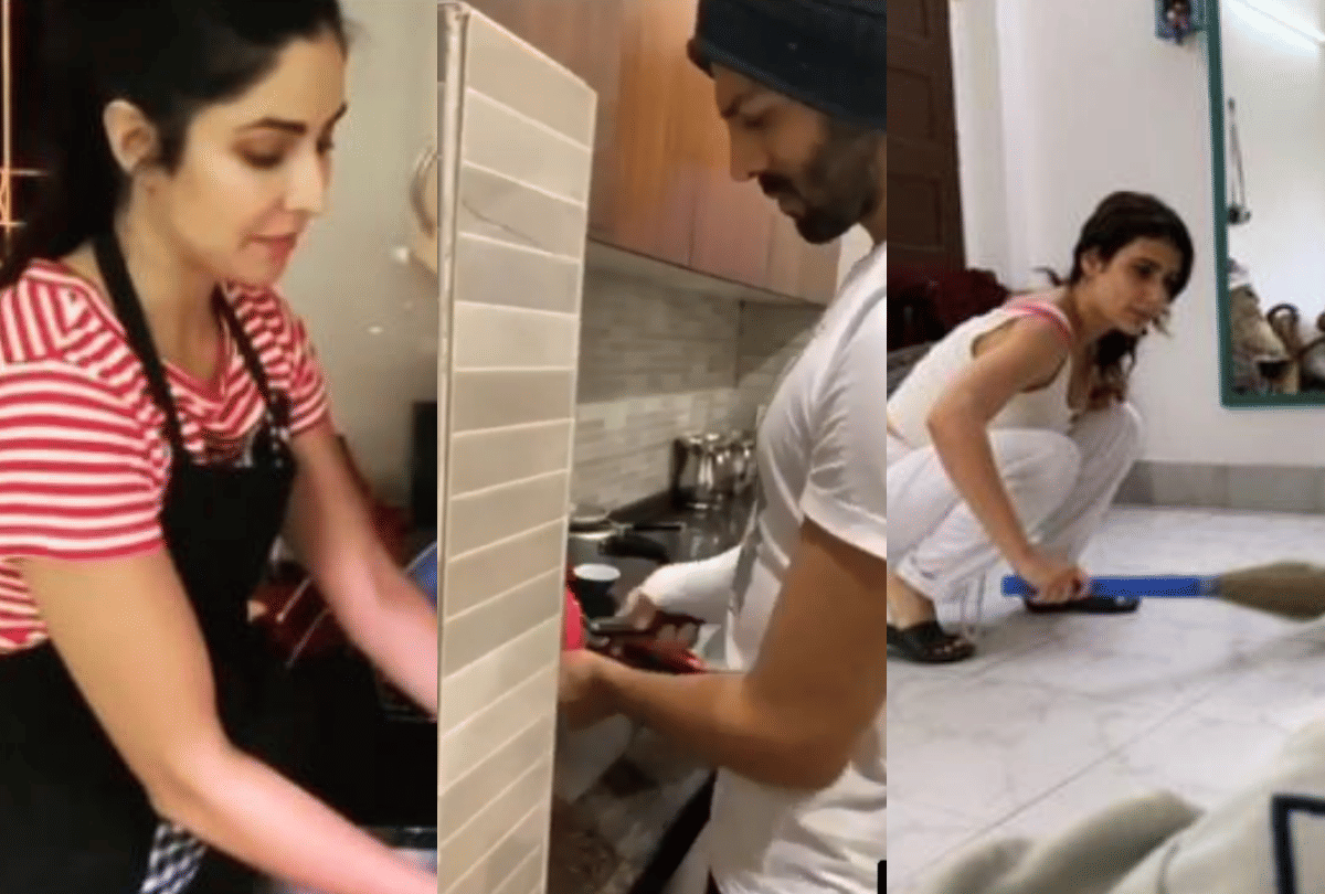 coronavirus effect Kartik Aaryan katrina kaif washing utensils in self isolation