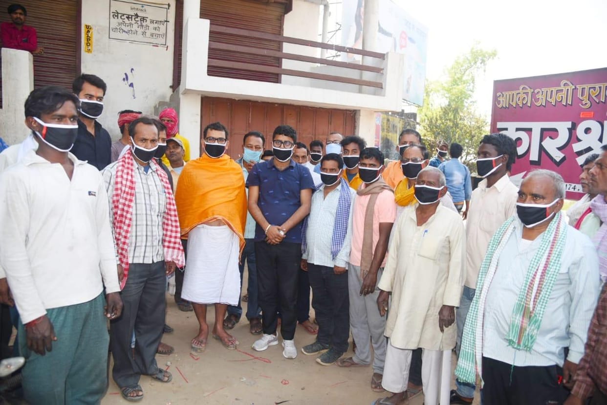 Masks worn by hawkers, also given soap