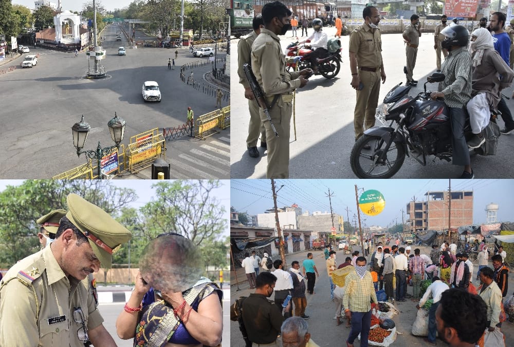 Police took hard actions for violations of lock down in lucknow.