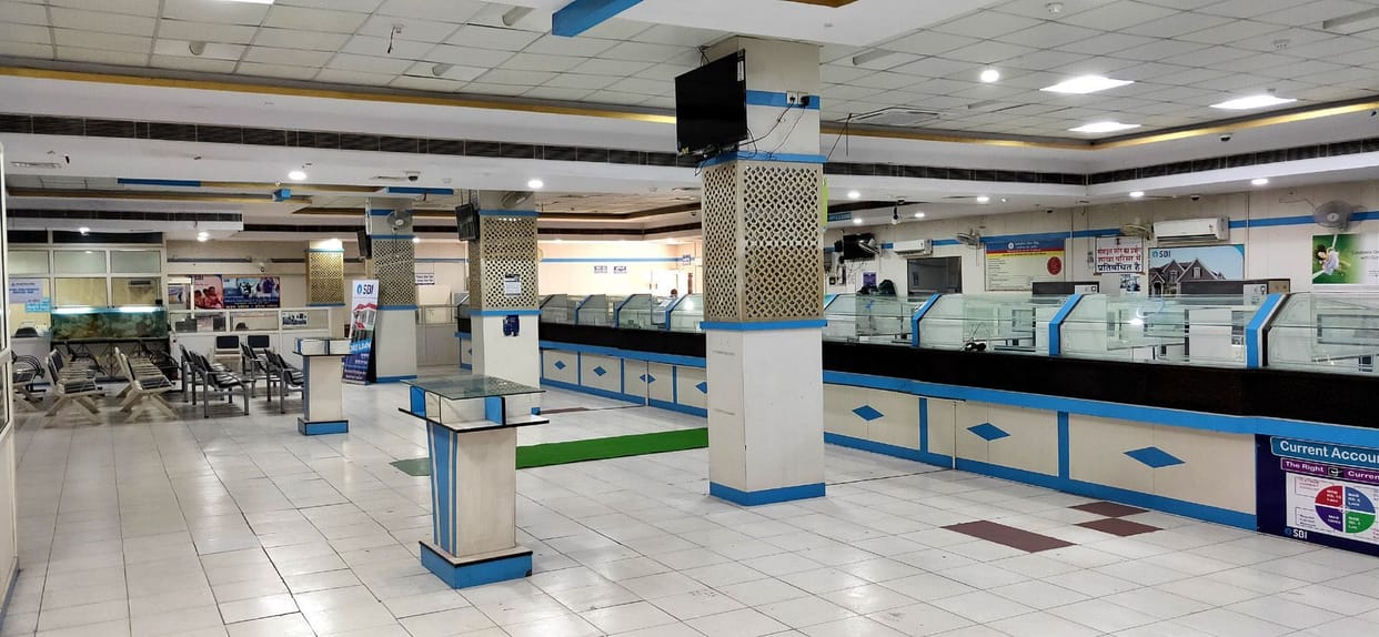 Bank opened during lockdown, but no customer.