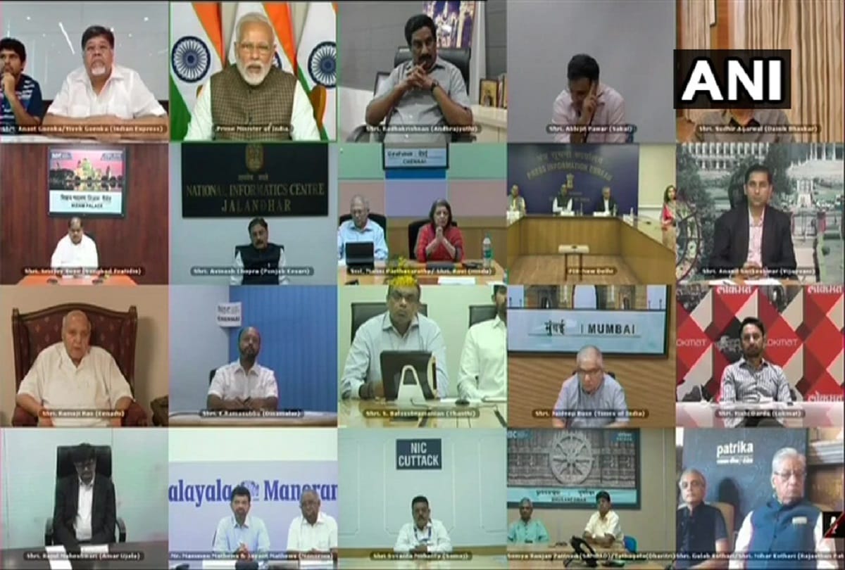 Coronavirus Covid 19 Prime Minister Narendra Modi interacts with print media heads through video conferencing