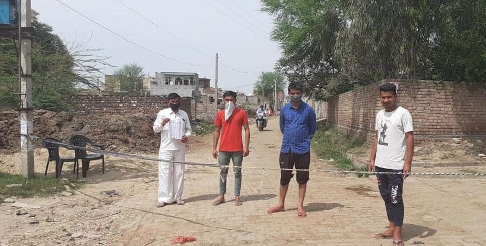 lakshmanrekha on the paths coming in the village drawn in the village panchayat