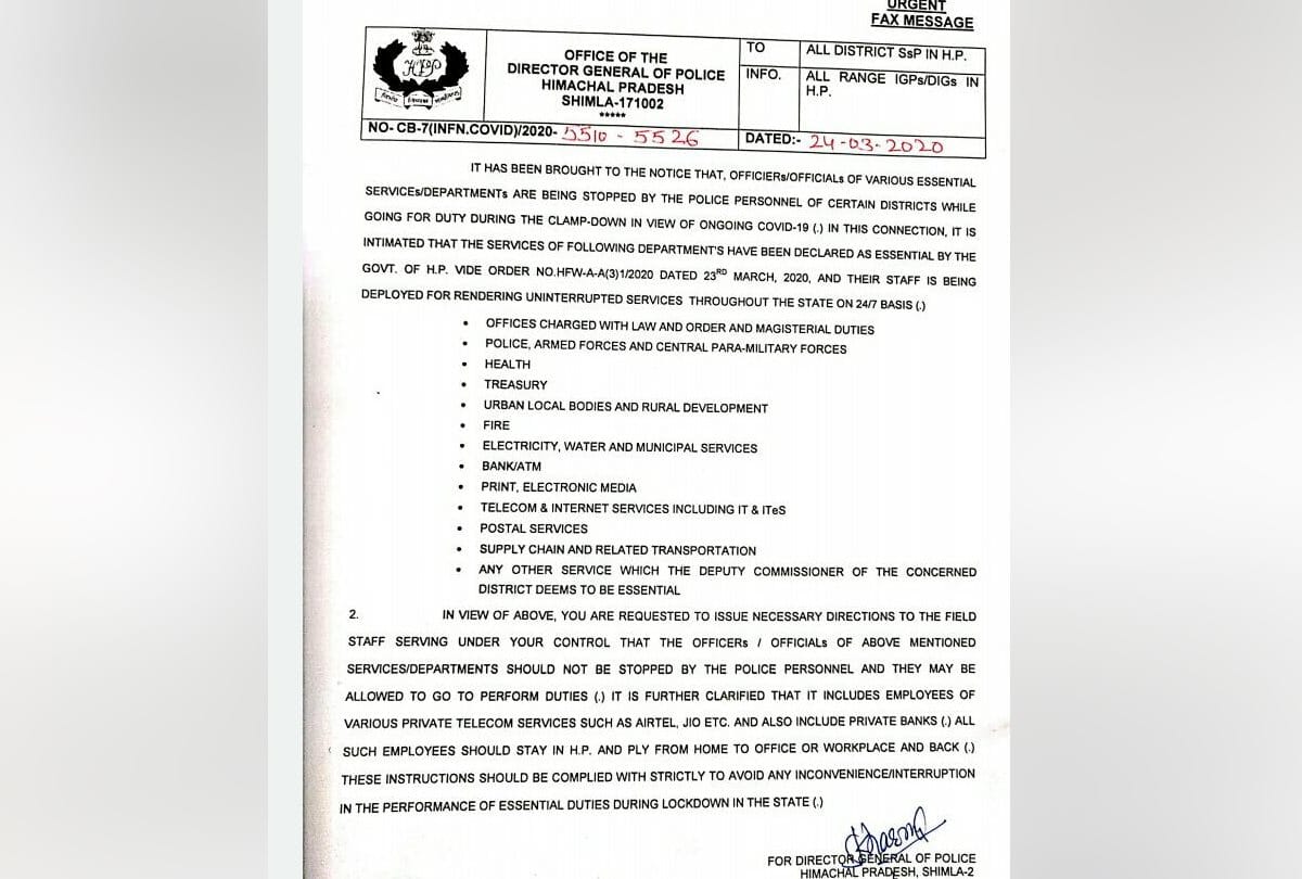 Curfew in Himachal Pradesh (HP) News in Hindi govt consider twelve essential services