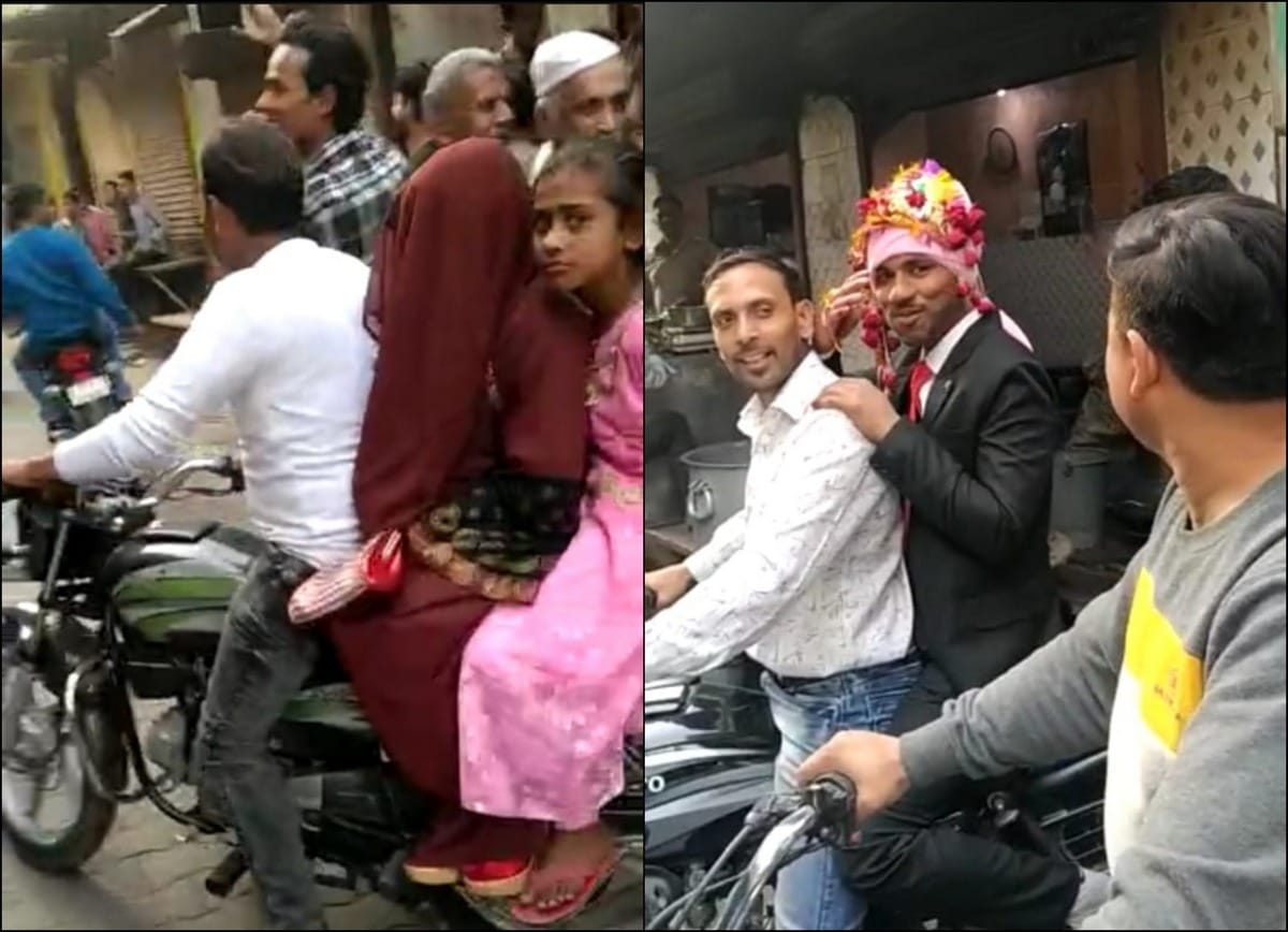 bride departs with the groom on a bike in Moradabad see photos