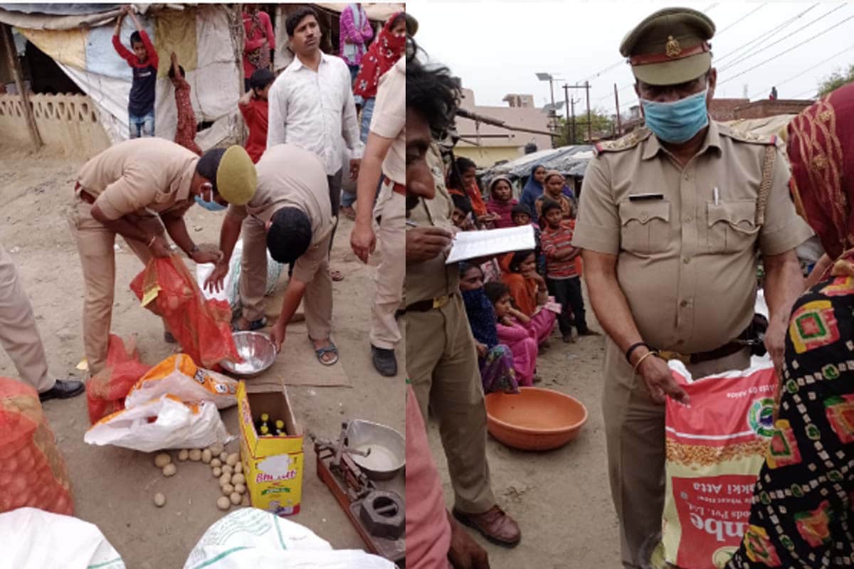 police helps people to provide food in Baghpat amid Lockdown due to Coronavirus
