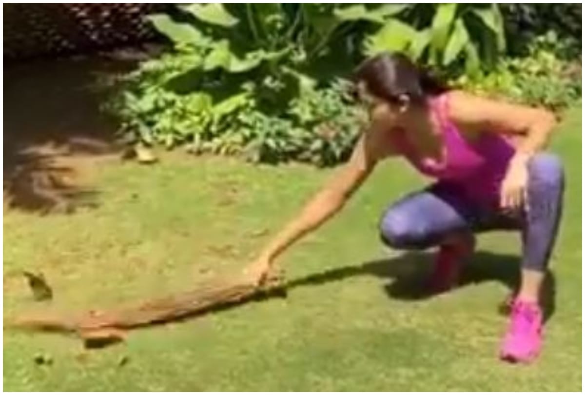 Shilpa Shetty shared video on twitter cleaning garden with broom