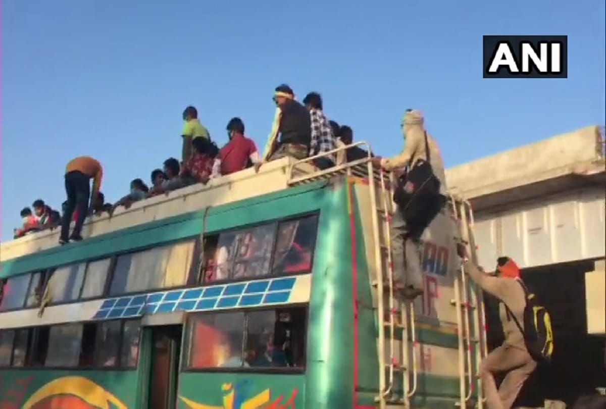 Coronavirus lockdown in india fourth day people leaving delhi ncr for their home towns police stopping thousands on roads