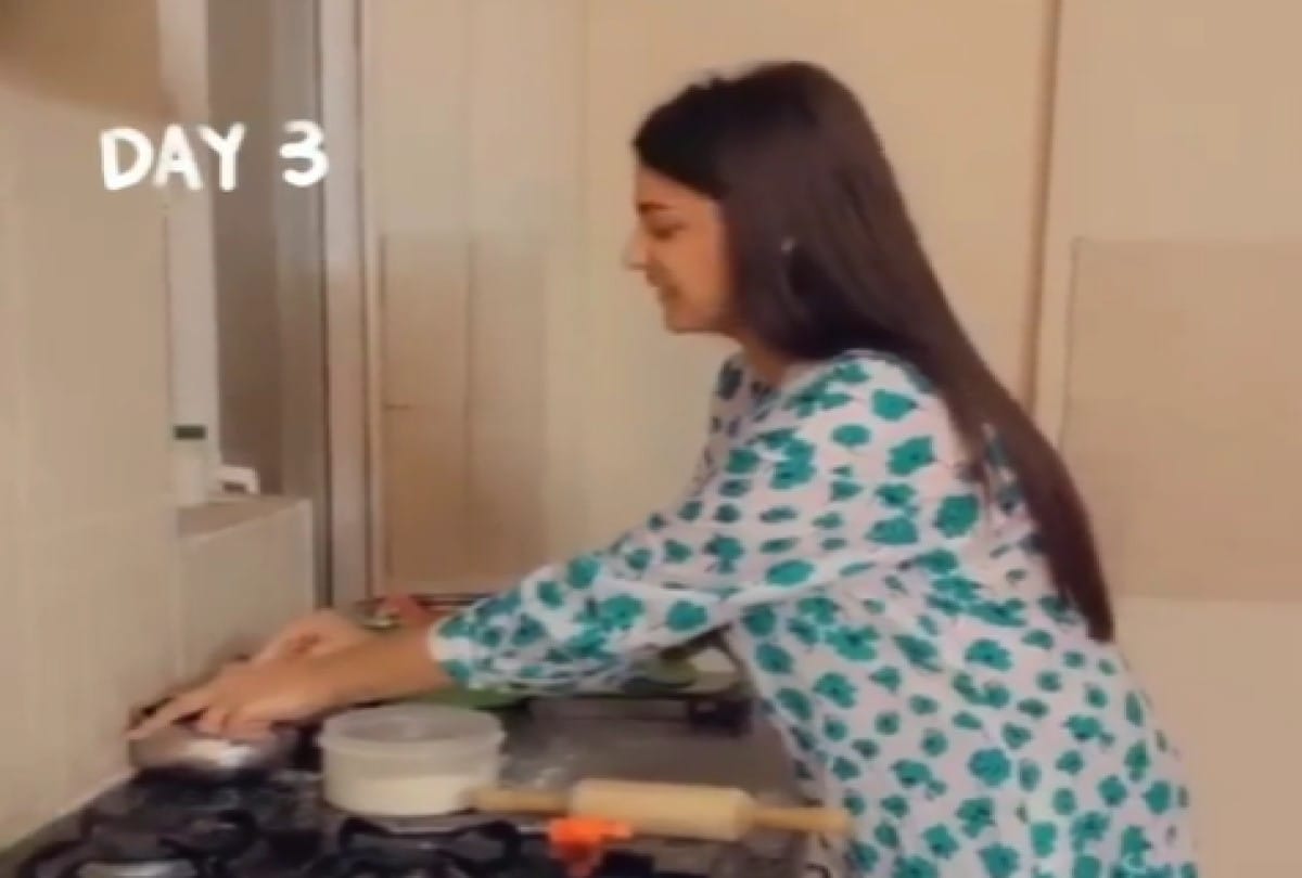 bigg boss 13 contestant himanshi khurana making roti lockdown day 3