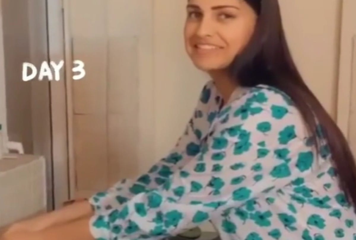 bigg boss 13 contestant himanshi khurana making roti lockdown day 3