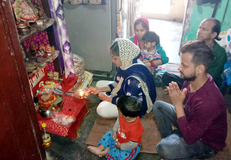 Worshiping Kushmanda mother with devotion