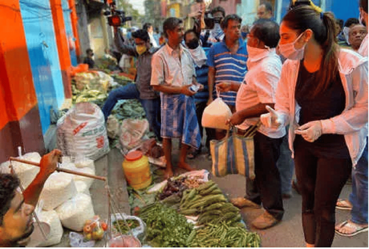 bengali actress nusrat jahan visit market and bought eggs and vegetables